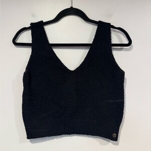 Buffbunny Collection Black Textured Fuzzy Crop‎ Top Frozen collection